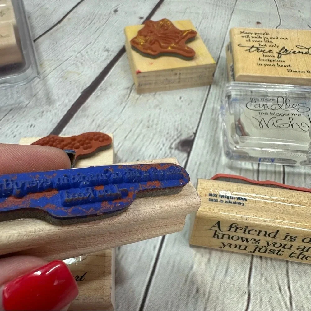 set of 5 crafting stamps for homemade cards scrapbooking teachers crafters